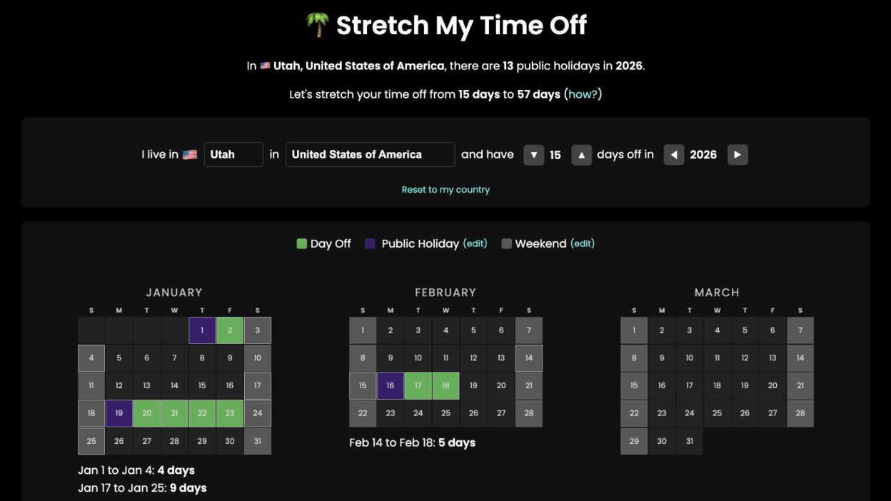 Sử Dụng Hiệu Quả Ngày Nghỉ Phép Hàng Năm Với Công Cụ "Stretch My Time Off"